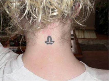 Libra Sign Tattoo On Back Of Neck